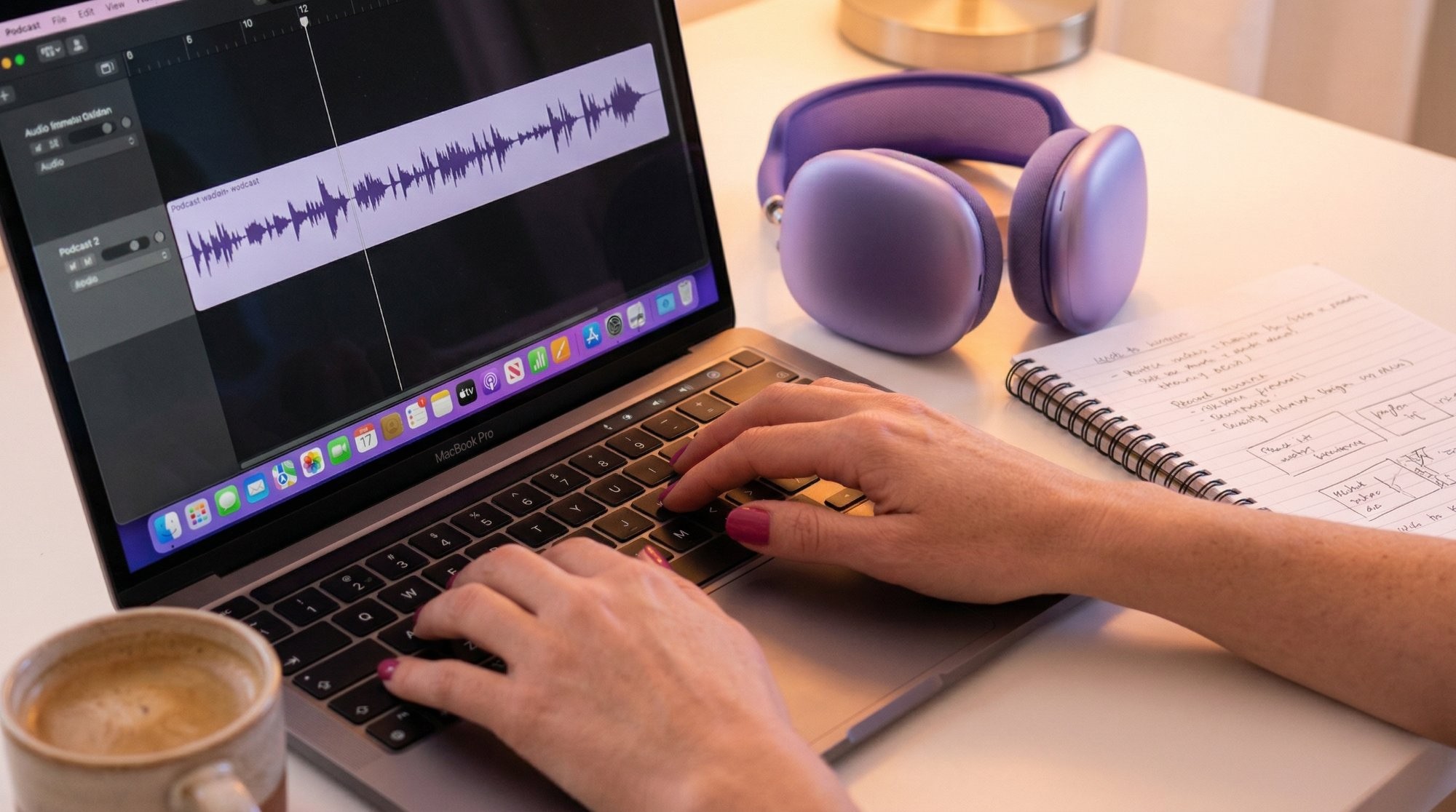 Content-Produktion am MacBook mit AirPods Max